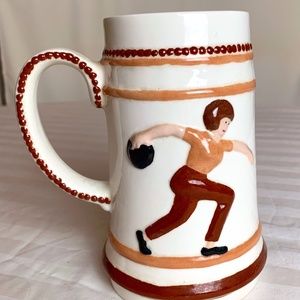 Vintage Kitsch~Male & Female Bowler Bowling Handmade Handpainted Ceramic Mug